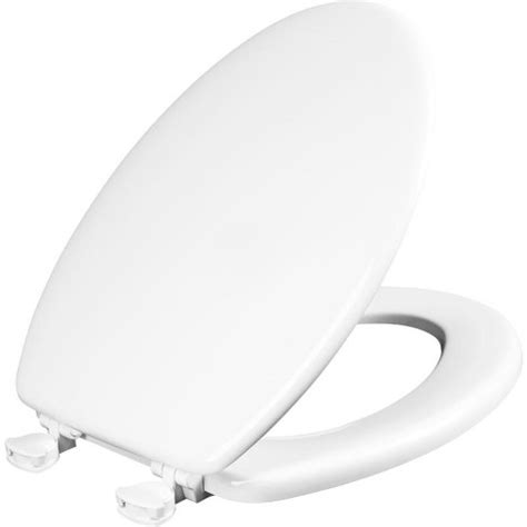 Mayfair Elongated White Enameled Wood Toilet Seat 